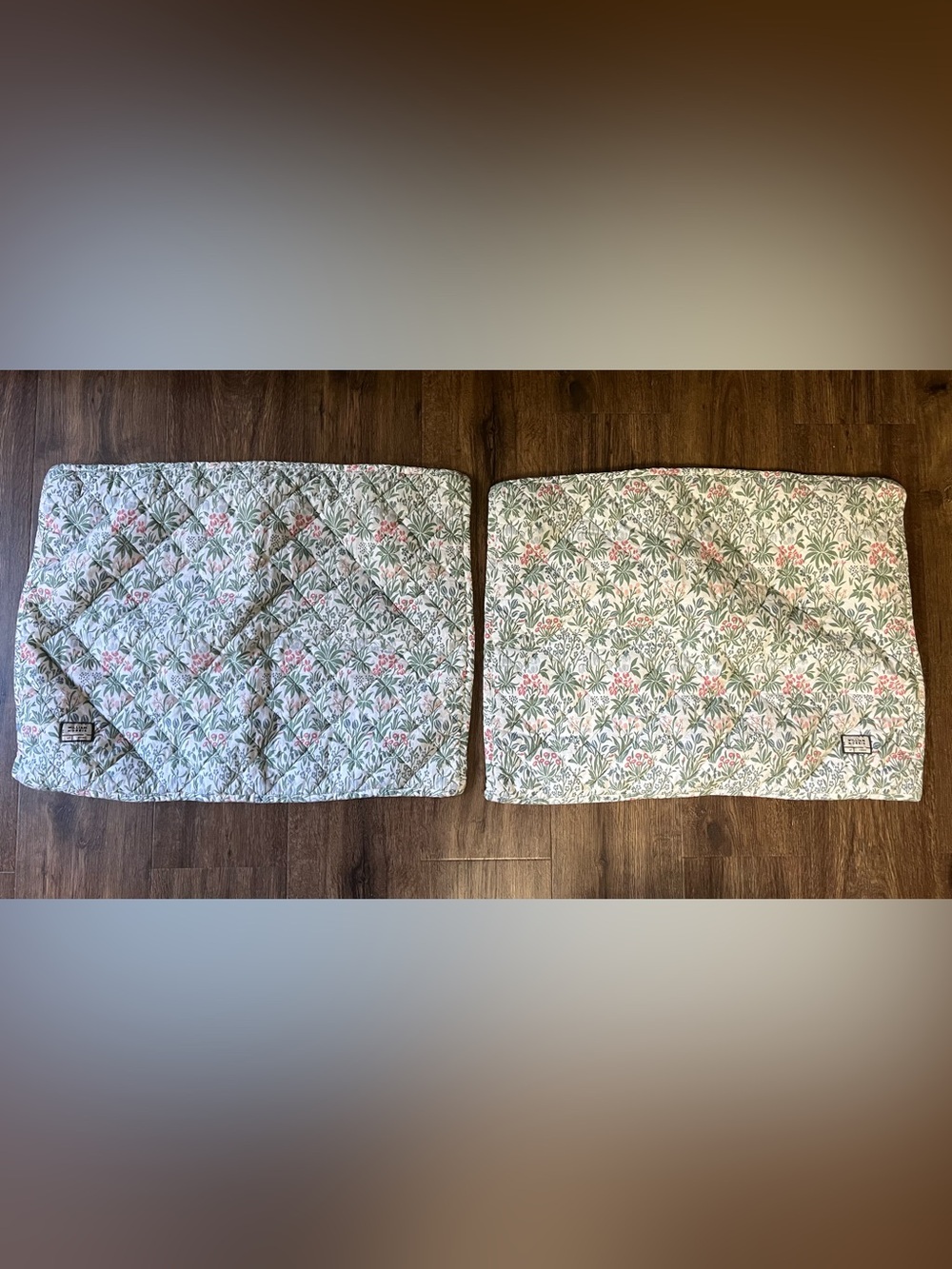 William Morris at Home Green Pink Floral Botanical Quilted Pillow Shams Set of 2
